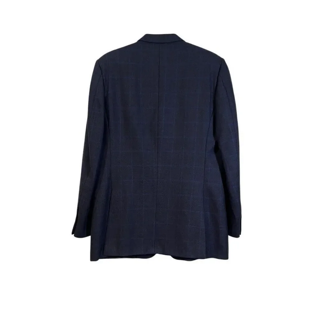 Burberry London Bond Street 2 Button Navy Blue Pinstripe Suit Sz 42 Long Pleated